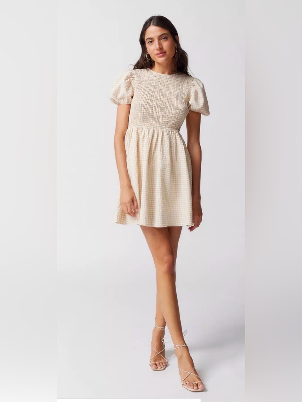 Daisy Street Alex Smocked Gingham Mini Dress